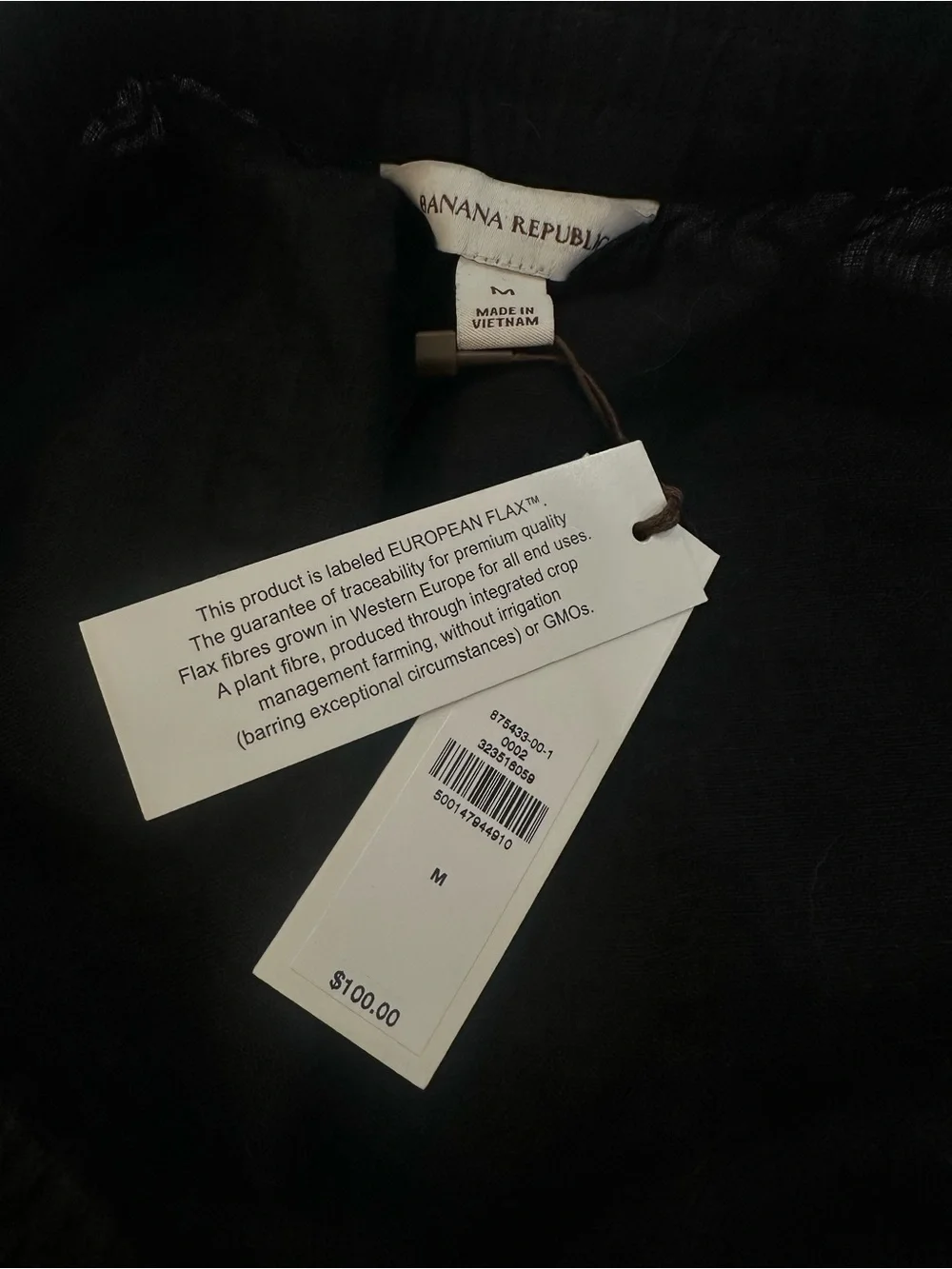 Banana Republic Black Linen Barrel Leg Pull On Pants NWT Medium